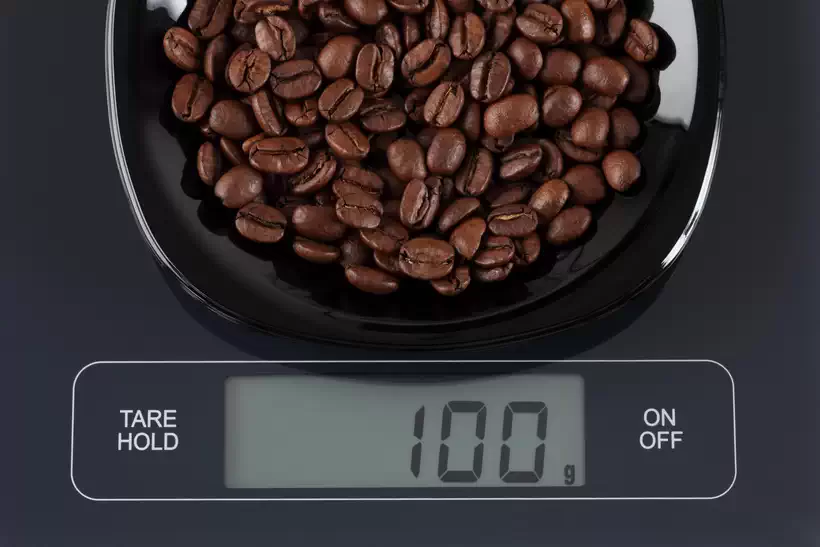 Coffee on a measuring scale